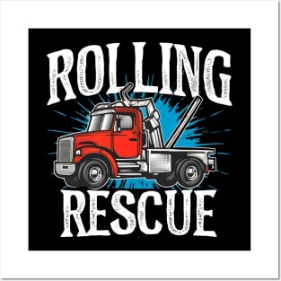 Tow truck Rolling Rescue Posters and Art